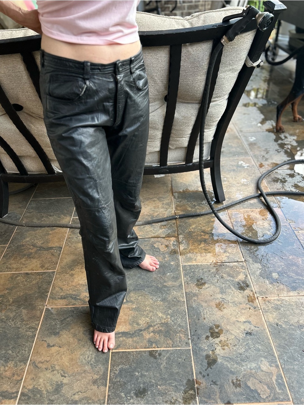 1980’s New Wave Genuine Leather Sz 30 x 33 Straight Leg Trouser “Gorgeous!”